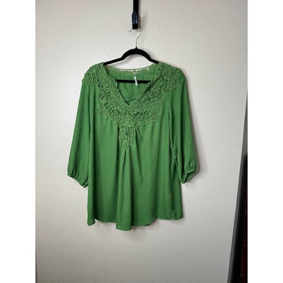 Lucky Brand Tops - Lucky Women's Green 3/4 Sleeve Blouse,  green blouse,‎ lucky blouse, green shirt